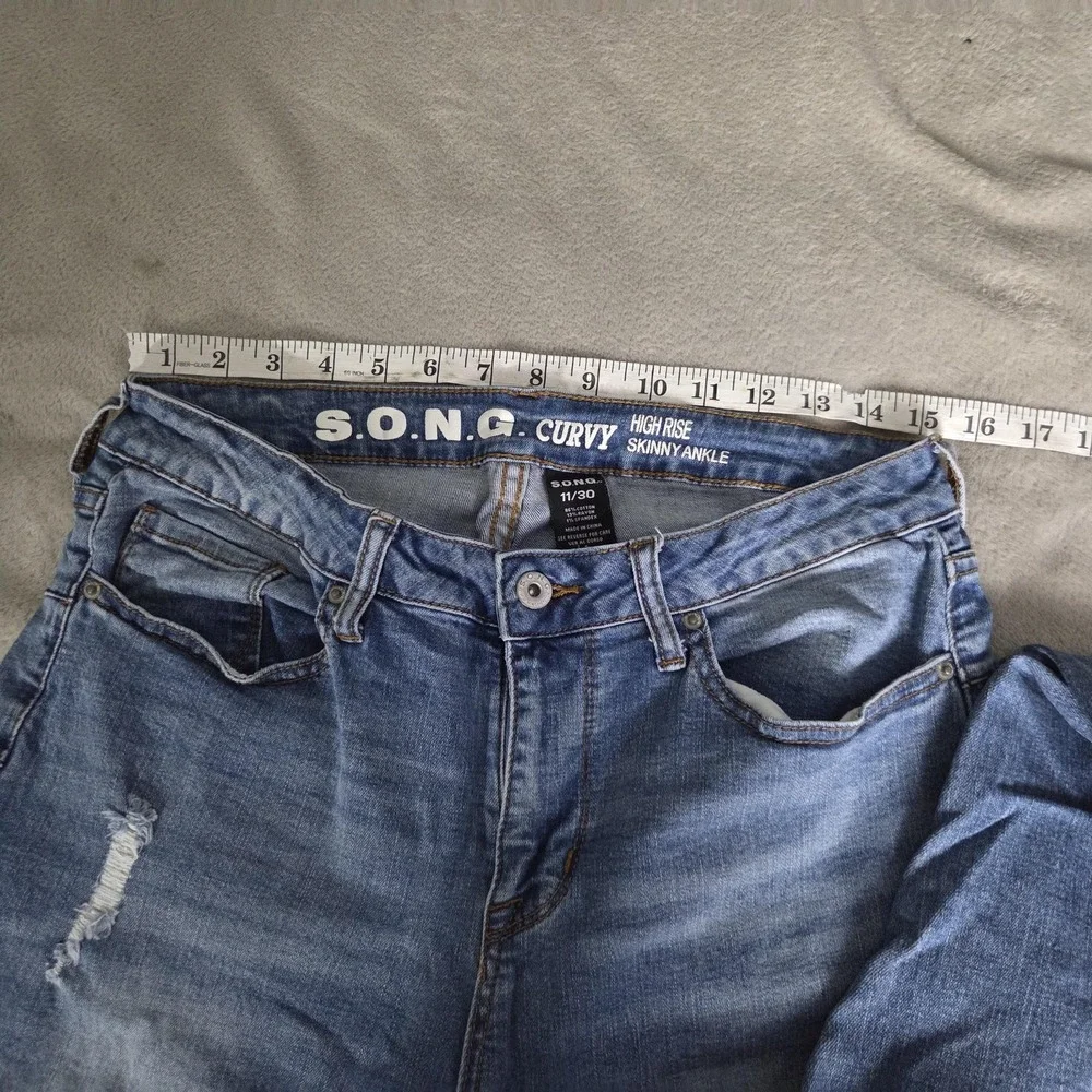 S.O.N.G. Jeans Juniors 11/30 Blue High Rise Curvy Skinny Ankle Stretch